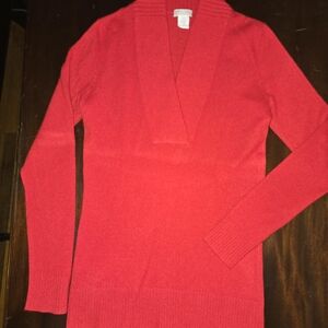 J. Crew Women's Cashmere‎ V-Neck Sweater in Vibrant Red